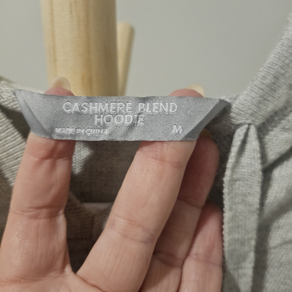 Cashmere Blend Gray Women's Hoodie - Picture 3 of 4